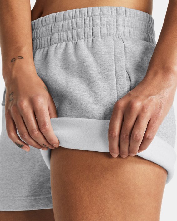 Damen UA Rival Fleece Shorts, Gray, pdpMainDesktop image number 3